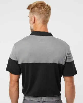 Adidas A213 Heather 3-Stripes Block Sport Shirt Black/ Vista Grey