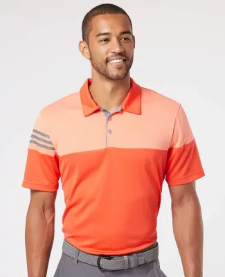 Adidas A213 Heather 3-Stripes Block Sport Shirt Blaze Orange/ Vista Grey