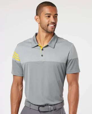 Adidas A213 Heather 3-Stripes Block Sport Shirt Vista Grey/ EQT Yellow