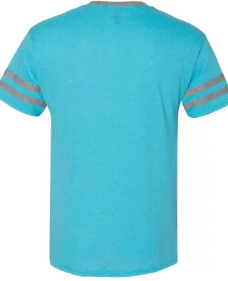 Jerzees 602MR Triblend Ringer Varsity T-Shirt Caribbean Blue/ Oxford