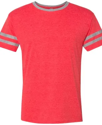 Jerzees 602MR Triblend Ringer Varsity T-Shirt in Fiery red heather/ oxford