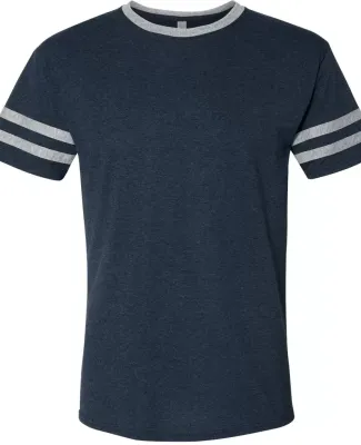 Jerzees 602MR Triblend Ringer Varsity T-Shirt in Indigo heather/ oxford