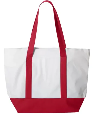Liberty Bags 7006 Bay View Zipper Tote WHITE/ RED
