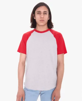 RSABB4237W Unisex Poly-Cotton Raglan T-Shirt Heather Grey/ Red
