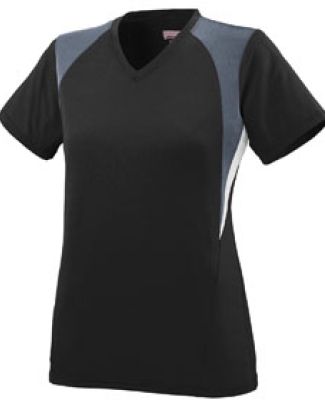 Augusta Sportswear 1296 Girls' Mystic Jersey in Black/ graphite/ white