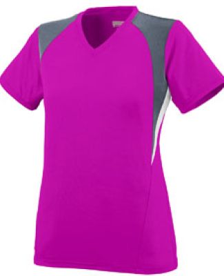 Augusta Sportswear 1296 Girls' Mystic Jersey in Power pink/ graphite/ white