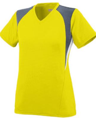 Augusta Sportswear 1296 Girls' Mystic Jersey in Power yellow/ graphite/ white