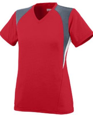 Augusta Sportswear 1296 Girls' Mystic Jersey in Red/ graphite/ white