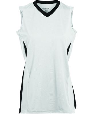 Augusta Sportswear 1356 Girls' Tornado Jersey in White/ black/ white