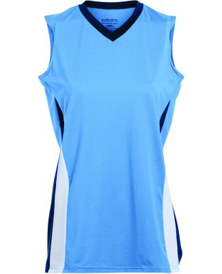 Augusta Sportswear 1356 Girls' Tornado Jersey in Columbia blue/ navy/ white