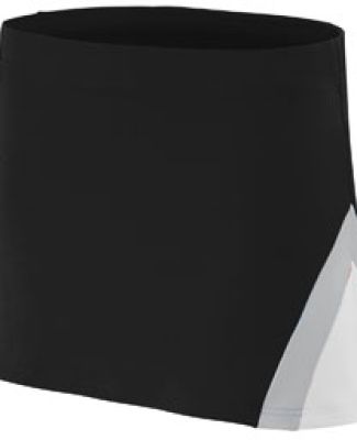 Augusta Sportswear 9206 Girls' Cheerflex Skirt in Black/ white/ metallic silver