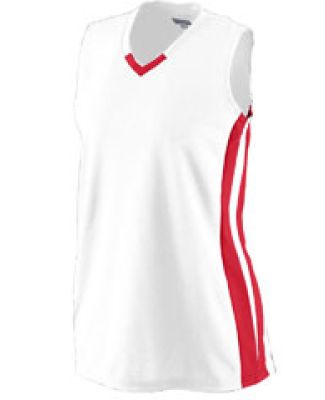 Augusta Sportswear 528 Girls' Wicking Mesh Powerho in White/ red