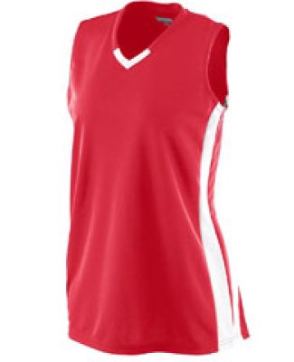 Augusta Sportswear 528 Girls' Wicking Mesh Powerho in Red/ white