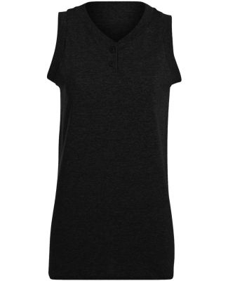 Augusta Sportswear 551 Girls' Sleeveless Two-Butto in Black
