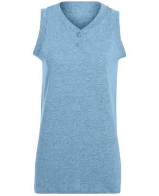 Augusta Sportswear 551 Girls' Sleeveless Two-Butto in Light blue