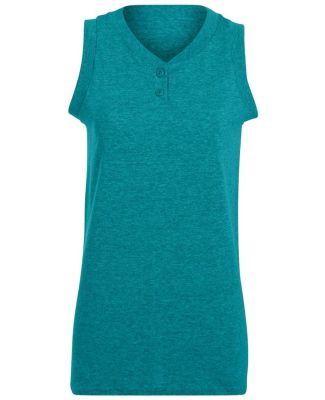Augusta Sportswear 551 Girls' Sleeveless Two-Butto in Teal