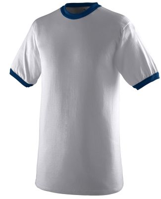 Augusta Sportswear 711 Youth Ringer T-Shirt in Athletic heather/ navy