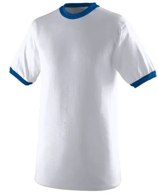 Augusta Sportswear 711 Youth Ringer T-Shirt in White/ royal