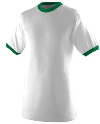 Augusta Sportswear 711 Youth Ringer T-Shirt in White/ kelly