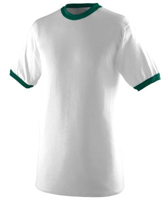 Augusta Sportswear 711 Youth Ringer T-Shirt in White/ dark green