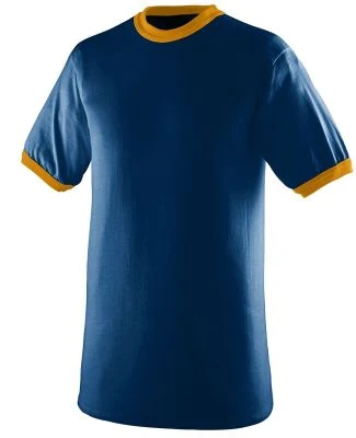 Augusta Sportswear 711 Youth Ringer T-Shirt in Navy/ gold