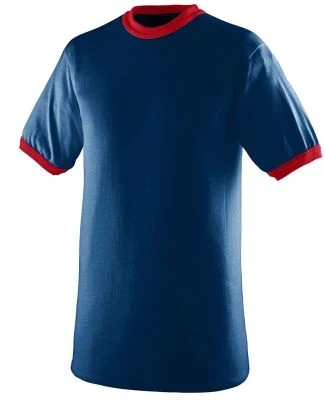 Augusta Sportswear 711 Youth Ringer T-Shirt in Navy/ red