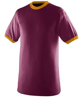 Augusta Sportswear 711 Youth Ringer T-Shirt in Maroon/ gold