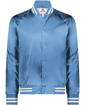 Augusta Sportswear 3610 Satin Baseball Jacket Stri in Columbia blue/ white