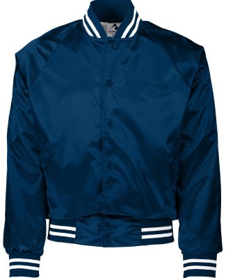 Augusta Sportswear 3610 Satin Baseball Jacket Stri in Navy/ white