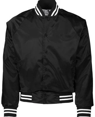 Augusta Sportswear 3610 Satin Baseball Jacket Stri in Black/ white