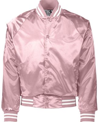 Augusta Sportswear 3610 Satin Baseball Jacket Stri in Light pink/ white