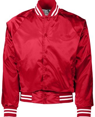 Augusta Sportswear 3610 Satin Baseball Jacket Stri in Red/ white