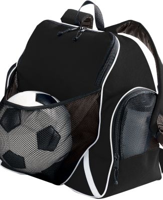 Augusta Sportswear 1831 Tri-Color Ball Backpack BLACK/ BLCK/ WHT