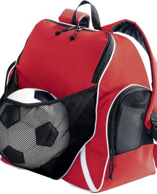 Augusta Sportswear 1831 Tri-Color Ball Backpack RED/ BLACK
