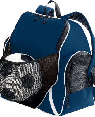 Augusta Sportswear 1831 Tri-Color Ball Backpack NAVY/ BLCK/ WHT
