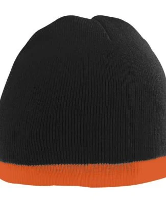 Augusta Sportswear 6820 Two-Tone Knit Beanie in Black/ orange