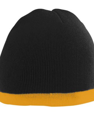 Augusta Sportswear 6820 Two-Tone Knit Beanie in Black/ gold