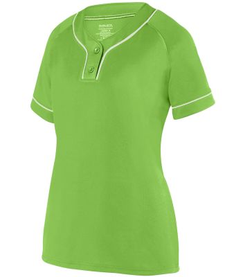 Augusta Sportswear 1671 Girls' Overpower Two-Butto in Lime/ white