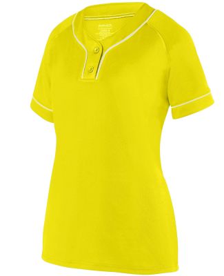 Augusta Sportswear 1671 Girls' Overpower Two-Butto in Power yellow/ white