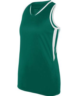 Augusta Sportswear 1673 Girls' Full Force Tank in Dark green/ white