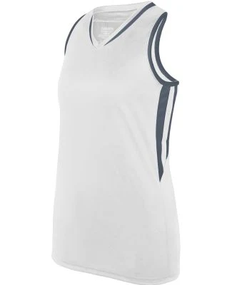 Augusta Sportswear 1673 Girls' Full Force Tank in White/ graphite
