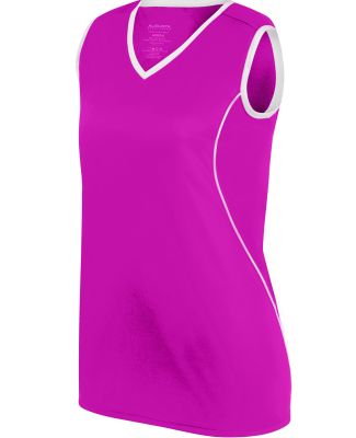 Augusta Sportswear 1674 Women's Firebolt Jersey in Power pink/ white