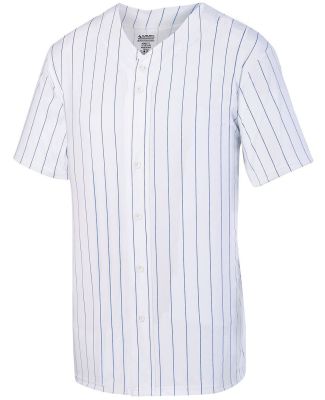 Augusta Sportswear 1685 Pinstripe Full Button Base in White/ royal
