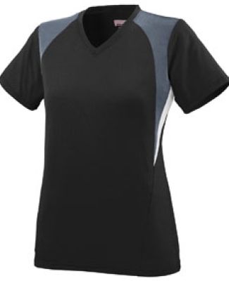 Augusta Sportswear 1295 Women's Mystic Jersey in Black/ graphite/ white
