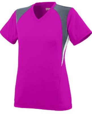 Augusta Sportswear 1295 Women's Mystic Jersey in Power pink/ graphite/ white