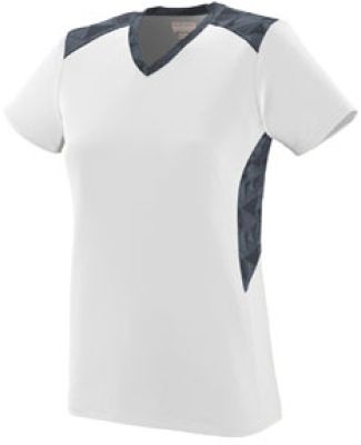 Augusta Sportswear 1360 Women's Vigorous Jersey in White/ graphite/ black print