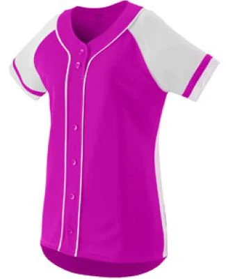 Augusta Sportswear 1666 Girls' Winner Jersey in Power pink/ white