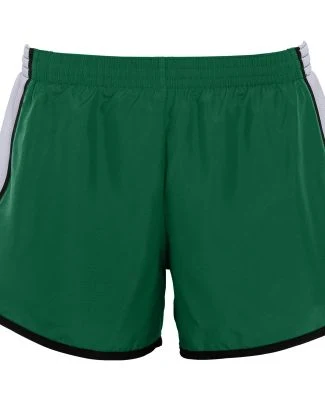 Augusta Sportswear 1266 Girls' Pulse Team Short in Dark green/ white/ black