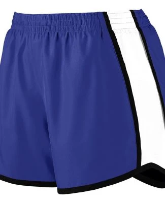 Augusta Sportswear 1266 Girls' Pulse Team Short in Purple/ white/ black
