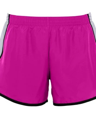 Augusta Sportswear 1266 Girls' Pulse Team Short in Power pink/ white/ black